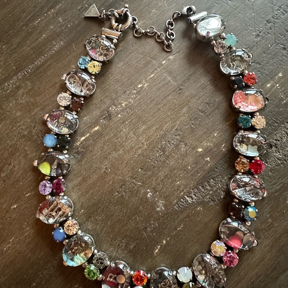 Rare Vintage Poured Glass & Swarovski Gemstones.         Signed Bulatti Necklace